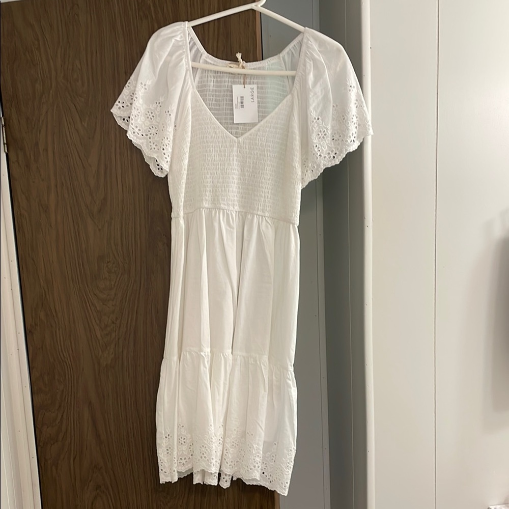 Hem & Thread White Flutter Sleeve Sundress